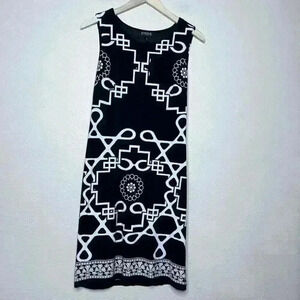 Enfocus Studio Womens Black and White Dress Size 4 Geometric Print